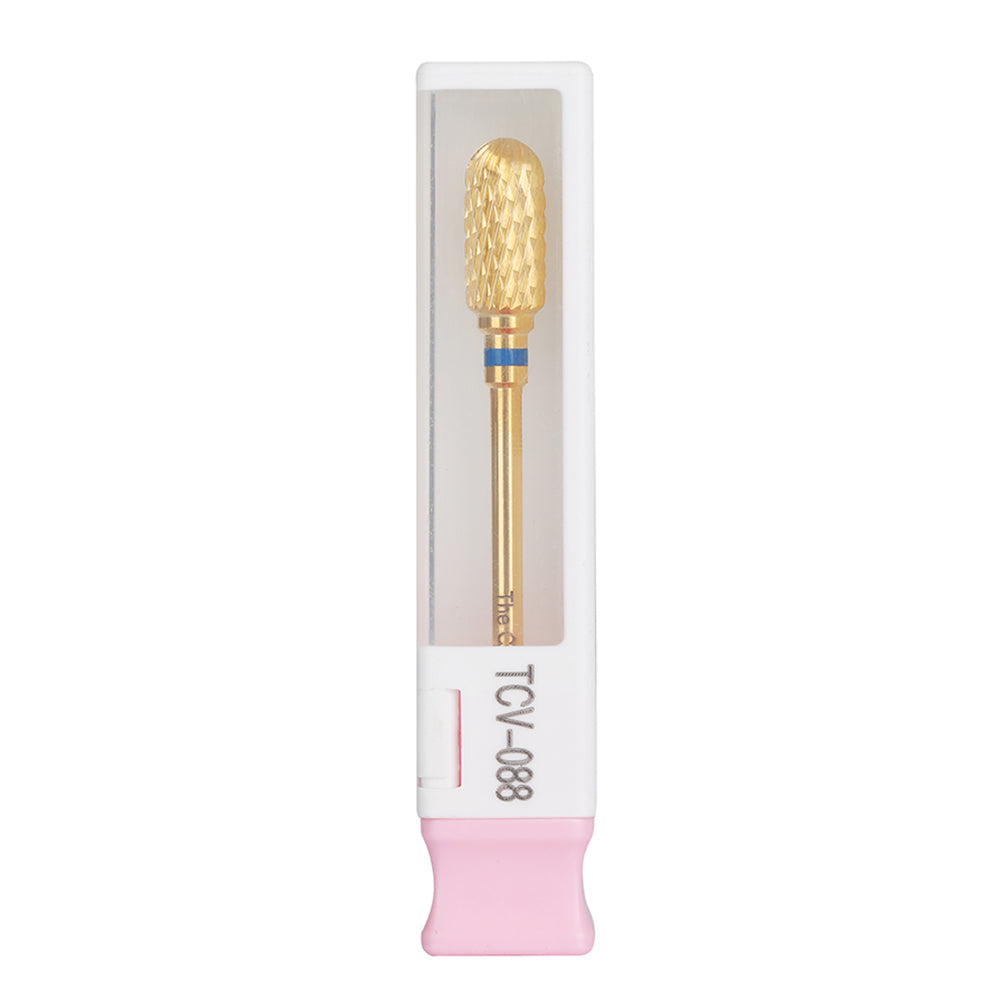 Carbide Round Cylinder Nail Drill Bit, Gold / Blue Line - 088 - product image 2
