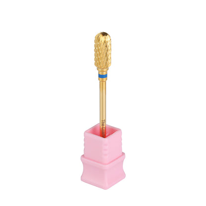 Carbide Round Cylinder Nail Drill Bit, Gold / Blue Line - 088 - product image 1