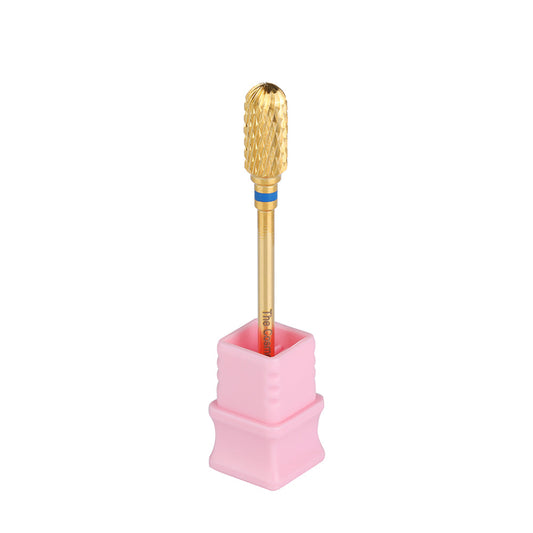 Carbide Round Cylinder Nail Drill Bit, Gold / Blue Line - 088 - product image 1